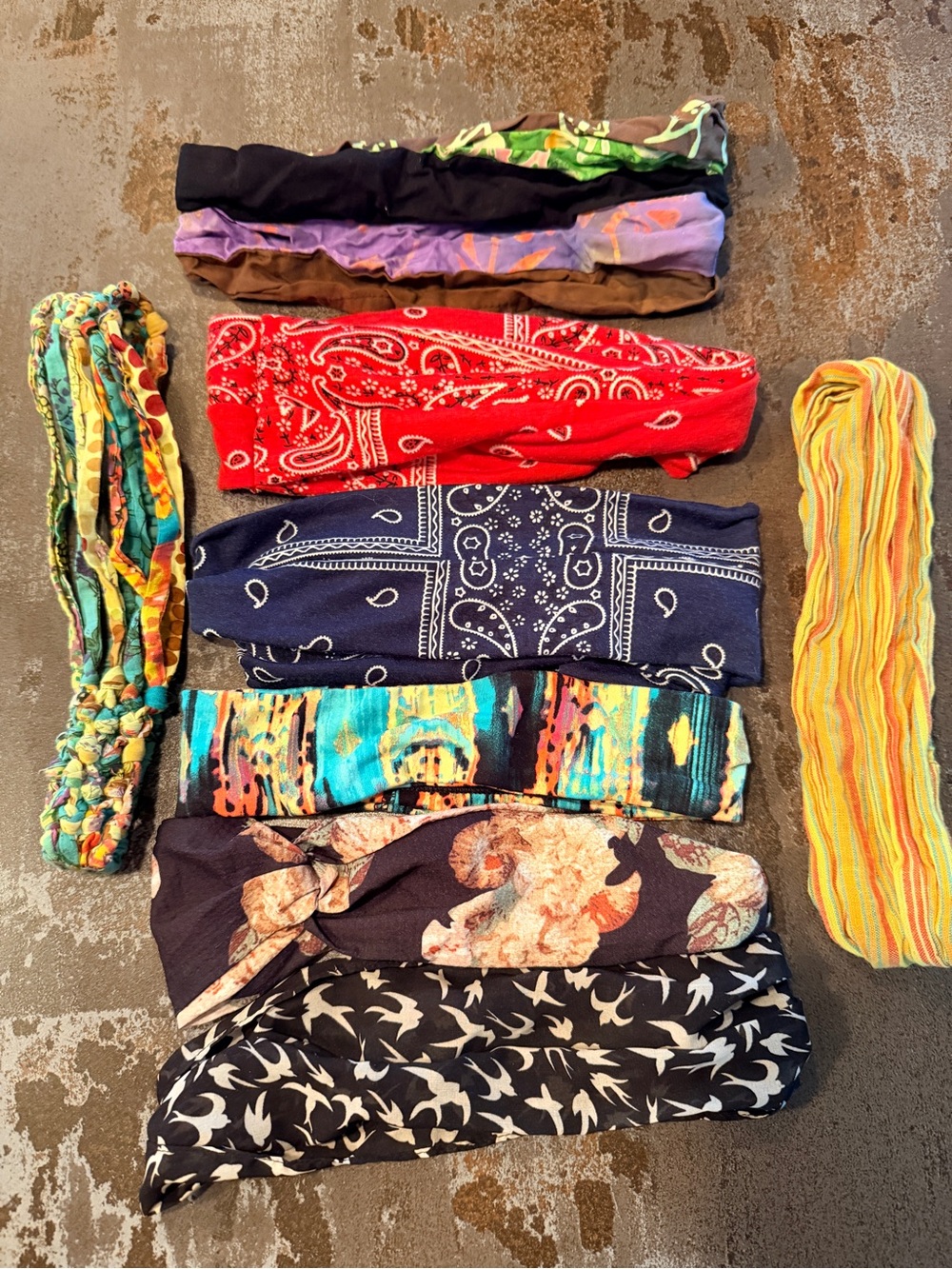 Ladies Multi-Pattern Stretch Headwrap Set - Red, Navy, Black & Multi-Color.